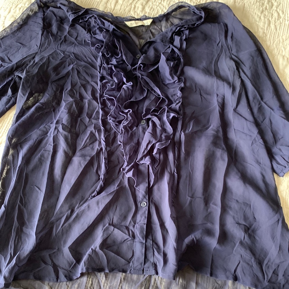 Sheer Old Navy button down top with ruffles